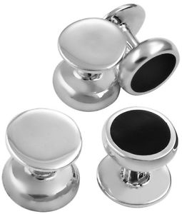 【送料無料】メンズアクセサリ―　ノーマンオニキスボタンスタッドスターリングシルバーセットari d norman sterling silver set of 4 onyx button studs gift boxed great gift
