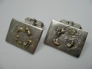 【送料無料】メンズアクセサリ―　ヴィンテージデザイナーカフスボタンシルバーゴールドhandmade very nice vintage designer cufflinks silver and gold