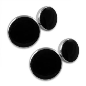 【送料無料】メンズアクセサリ―　スターリングシルバーオニキスカフリンクス