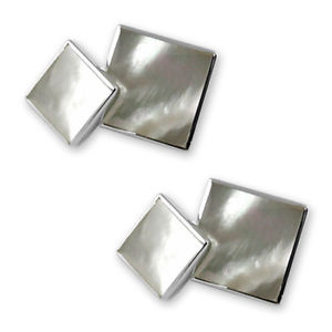 【送料無料】メンズアクセサリ―　スターリングシルバーパールカフスボタンsterling silver white mother of pearl doublesided cufflinks