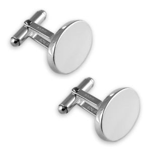 【送料無料】メンズアクセサリ―　スターリングシルバーカフリンクス sterling silver heavyweight plain oval cufflinks boxed