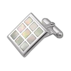 【送料無料】メンズアクセサリ―　スターリングパールチェッカーカフリンクス925 sterling silver mother of pearl chequered cufflinks