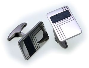 【送料無料】メンズアクセサリ―　カフスリンクステンレススレートcuff links made of stainless steel inlay slate