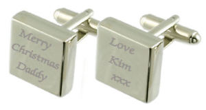 26668円 2022新作モデル メンズアクセサリ― メリークリスマススターリングシルバースクエアカフリンクスmerry christmas engraved sterling silver square cufflinks