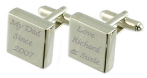 【送料無料】メンズアクセサリ&mdash;　スターリングシルバースクエアカフリンクスmy dad engraved sterling silver square cufflinks｜hokushin