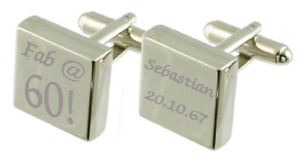 【送料無料】メンズアクセサリ―　ファブスターリングシルバースクエアカフリンクスfab 60 engraved sterling silver square cufflinks