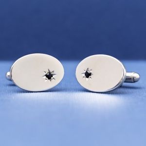 【送料無料】メンズアクセサリ―　スターリングシルバーサファイアカフスボタンエスクァイアsterling silver sapphire cufflinks esquire