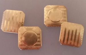 【送料無料】メンズアクセサリ―　ゴールドアールデコボックスカフスボタンギヨシェストライプパターン10 ct gold art deco cufflinks guilloche striped pattern circa 1925 in box