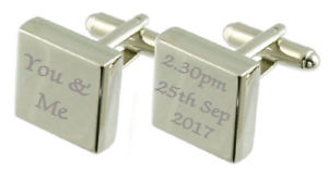 【送料無料】メンズアクセサリ―　スターリングシルバースクエアカフリンクスyou amp; me engraved sterling silver square cufflinks