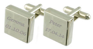 【送料無料】メンズアクセサリ―　スターリングシルバースクエアカフリンクスdate children birthday engraved sterling silver square cufflinks 29,887円