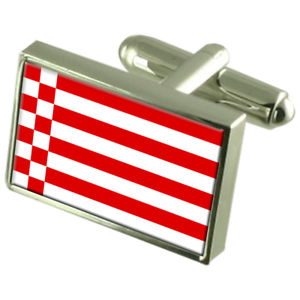 【送料無料】メンズアクセサリ―　ブレーメンドイツスターリングシルバーフラグカフスボタンボックスbremen city germany sterling silver flag cufflinks engraved box