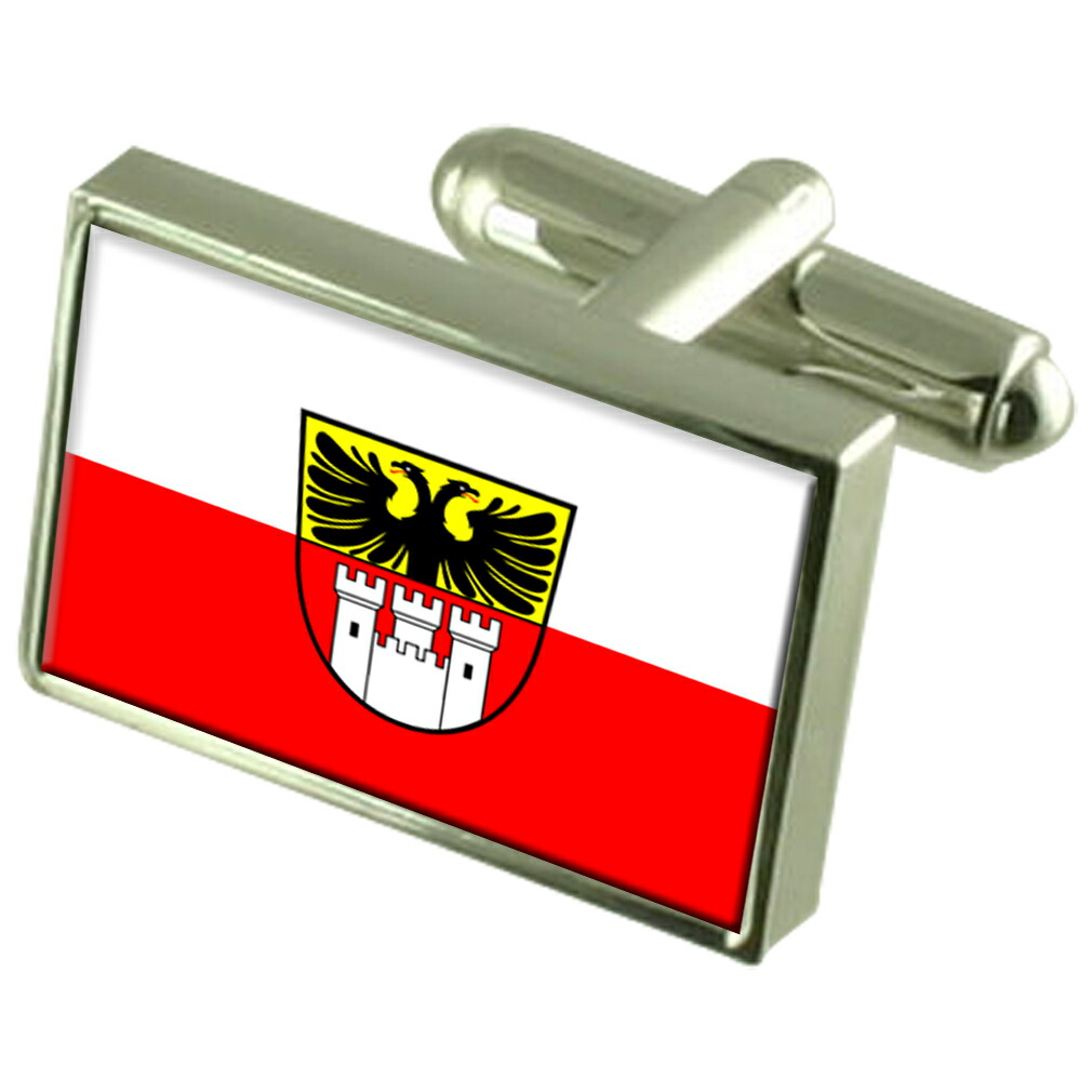 【送料無料】メンズアクセサリ―　デュイスブルグドイツスターリングシルバーフラグカフスボタンボックスduisburg city germany sterling silver flag cufflinks engraved box