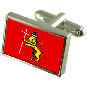 【送料無料】メンズアクセサリ―　ウラジーミルロシアスターリングシルバーフラグカフスボタンボックスvladimir city russia sterling silver flag cufflinks engraved box
