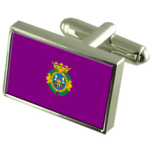 【送料無料】メンズアクセサリ―　カディススペインスターリングシルバーフラグカフスボタンボックスcadiz city spain sterling silver flag cufflinks engraved box