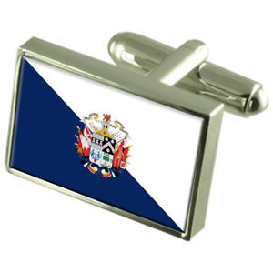 【送料無料】メンズアクセサリ― オソルノチリスターリングフラグカフスリンクosorno city chile sterling silver flag cufflinks engraved box