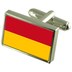 【送料無料】メンズアクセサリ―　クエンカエクアドルスターリングフラグカフスリンクcuenca city ecuador sterling silver flag cufflinks engraved box