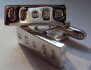 【送料無料】メンズアクセサリ―　ソリッドスターリングシルバーインゴットカフリンクスsolid sterling silver ingot cufflinks with feature hallmarks