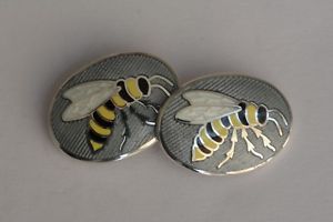 【貨物輸送無料】メンズ付属品― スターリングシルバーエナメルカフリンクスsterling silver enameled   cufflinks