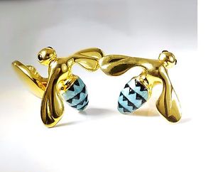 【貨物輸送無料】メンズ佩び物― カフスボタンエナメルゴールドスターリングアメリカbee cufflinks, enamel, gold, sterling by gdanilamp;cousa