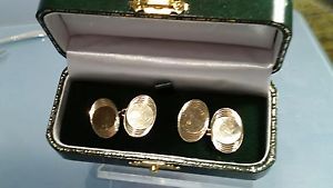 【送料無料】メンズアクセサリ―　ボックスソリッドゴールドカフリンクス9ct solid gold cufflinks in quality box oval reflective design