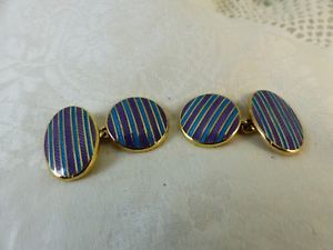 【送料無料】メンズアクセサリ―　カフリンクスgents stunning sterling silver gilt enamelled cufflinks