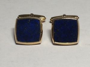 【貨物輸送無料】メンズ付属物― ヴィンテージゴールドラピスラズリカフリンクロンドングラムvintage 9,コンピュータ断層撮影法375 gold lapis lazuli gents cuff links, london 1980 811grams,
