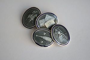 【送料無料】メンズアクセサリ―　シルバーエナメルカフリンクス listingsterling silver enameled cufflinks