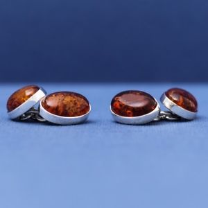 【送料無料】メンズアクセサリ―　エスクァイアオレンジシルバーカフリンクスesquire real amber in 925 silver cufflinks 33,787円