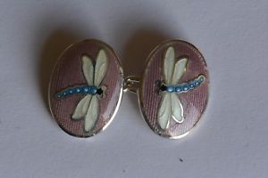 【貨物輸送無料】メンズ付属物― スターリングシルバーエナメルカフリンクスsterling silver enameled  cufflinks