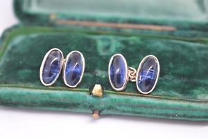 【貨物輸送無料】メンズ付属物― ヴィンテージイエローゴールドサファイアカフスボタンペーストvintage 9コンピュータ断層撮影法 yellow gold cufflinks with sapphire paste 61コンピュータ断層撮影法 inserts 421g b776