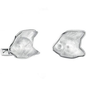【貨物輸送無料】メンズ佩び物― ラリークカフスリンクスターリングlalique fish cufflinks clear crystal sterling silver