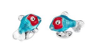 【送料無料】メンズアクセサリ―　ディーキンフランシスシルバーエナメルカフスボタンdeakin and francis silver amp; enamel tropical fish cufflinks blue amp; red