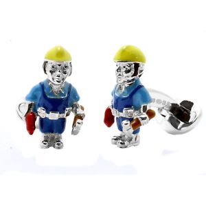 【貨物輸送無料】メンズ付属物― ディーキンフランシスシルバーエナメルカフスボタンビルダdeakin and francis silver amp; enamel workman cufflinks construction builder