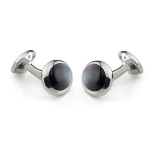 【貨物輸送無料】メンズ佩び物― ディーキンフランシススターリングシルバーカフリンクスパールグレーdeakin and francis sterling silver oval cufflinks with grey mother of pearl
