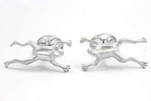 【貨物輸送無料】メンズ佩び物― ディーキンフランシススターリングシルバーカエルカフスボタンカエルdeakin and francis sterling silver leaping frog cufflinks jumping frog