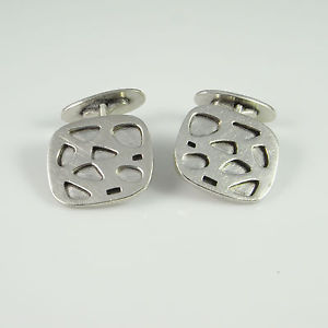 【貨物輸送無料】メンズ添え物― ビンテージシルバーカフスボタンメンズカフリンクススタートレックvintage silver cufflinks mens cuff links 1950s 1960s 1970s geometric star trek
