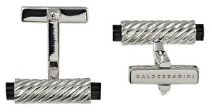 【貨物輸送無料】メンズ佩び物― スターリングシルバーデザイナーツイストオニキスカフスボタンbaldessarini mens sterling silver designer onyx twist cufflinks y1035c9013
