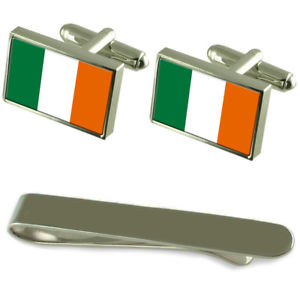 【貨物輸送無料】メンズ付属品― フラグシルバーカフスボタンタイクリップセットire flag silver cufflinks tie clip engraved gift set
