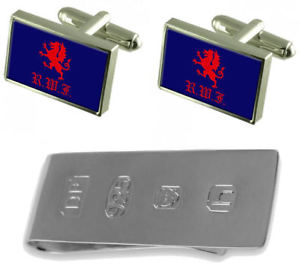 【貨物輸送無料】メンズ付属品― ウェールズカフスボタンジェームスボンドマネークリップwelsh fusiliers military flag cufflinks amp; james bond money clip