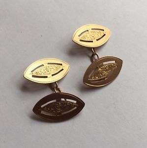 【貨物輸送無料】メンズ付属品― レッドローズゴールドチェーンカフリンクスカフスボタンhallmarked 9コンピュータ断層撮影法 9k red rose gold elliptical engraved chain cuff links cufflinks