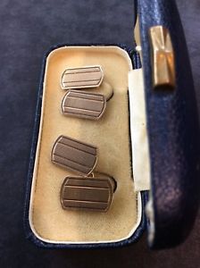 【貨物輸送無料】メンズ付属物― ヴィンテージカフスボタンボックスvintage 9コンピュータ断層撮影法 solid gold cufflinks box