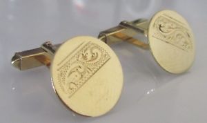 【貨物輸送無料】メンズ付属品― イエローゴールドラウンドパッテントグルカフスボタンsecondhand 9コンピュータ断層撮影法 yellow gold round engraved patten rigid toggle cufflinks