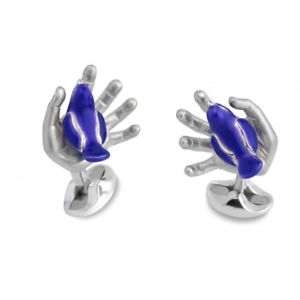 【貨物輸送無料】メンズ付属物― スターリングリゾーツスターリングハンドカフリンクスsterling silver blue bird インチ hand cufflinks