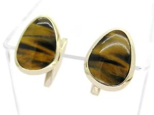 【送料無料】メンズアクセサリ―　タイガーアイカフスボタンrare genuine tigers eye cufflinks 9ct gold vintage perfect gift idea free pamp;p