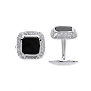 【貨物輸送無料】メンズ付属品― オニキスカフスボタンソリッドスターリングシルバークッションonyx cufflinks solid sterling silver cushion