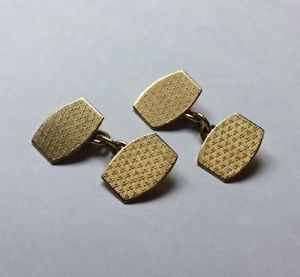 【貨物輸送無料】メンズ付属品― チェスターｋゴールドエンジンオンカフリンクスvtg gents hallmarked hm chester 9コンピュータ断層撮影法 9k gold engine turned hexagonal cufflinks