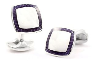 【貨物輸送無料】メンズ付属品― ディーキンフランシスシルバーエナメルパープルスクエアバーリンクカフリンクスdeakin and francis silver amp; enamel purple square 赤ちょうちん link cufflinks