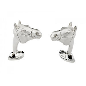 【貨物輸送無料】メンズ付属物― ディーキンフランシススターリングシルバーヘッドカフスボタンヘッドdeakin and francis sterling silver horses head cufflinks horse head