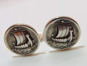 【貨物輸送無料】メンズ付属品― スカンジナビアゲオルクイェンセンヴァイキングカフリンクス＃scandinavian georg jensen sterling silver ‘viking ship’ cufflinks 50