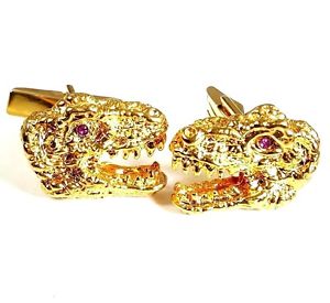 【貨物輸送無料】メンズ付属物― カフスボタンエナメルゴールドスターリングシルバールビーtrex cufflinks, enamel, gold, sterling silver, ruby   gdanilamp;co